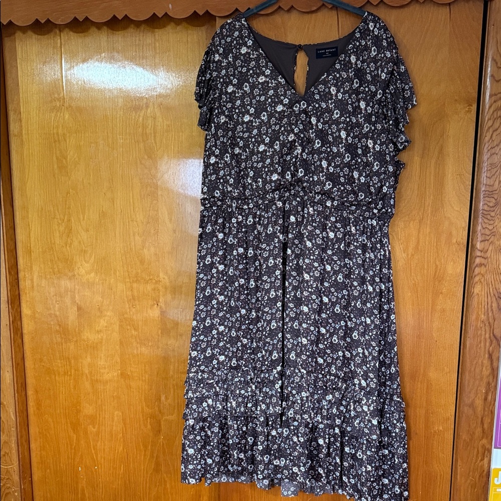 Floral V-Neck Black Midi Dress
